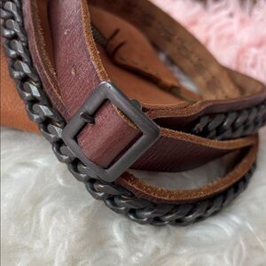 Ralph Lauren Denim & Supply Leather Chain Metal Belt Sz XL